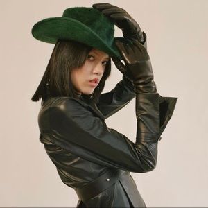 CLYDE Green Long Hair Angora Cowboy Hat